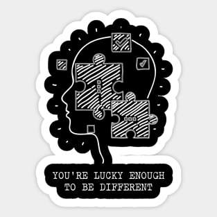 'Lucky Enough To Be Different' Autism Awareness Shirt Sticker